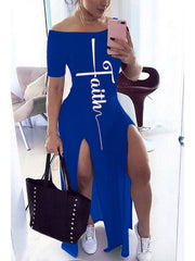 Load image into Gallery viewer, Off Shoulder Split Dress