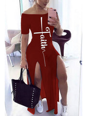 Load image into Gallery viewer, Off Shoulder Split Dress