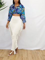 Load image into Gallery viewer, Long Fringe Edge Skirt