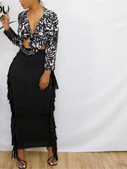 Load image into Gallery viewer, Long Fringe Edge Skirt