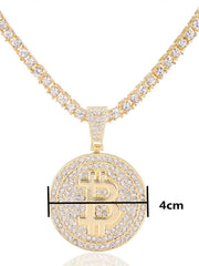Load image into Gallery viewer, Bitcoin Iced Out Pendant Necklace