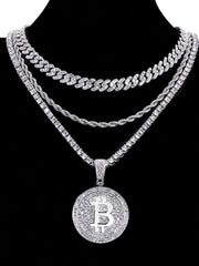 Load image into Gallery viewer, Bitcoin Iced Out Pendant Necklace