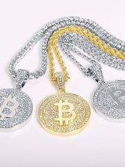 Load image into Gallery viewer, Bitcoin Iced Out Pendant Necklace