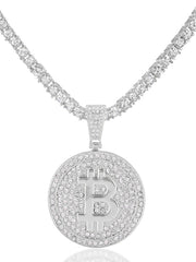 Load image into Gallery viewer, Bitcoin Iced Out Pendant Necklace
