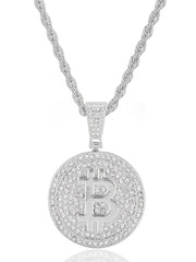 Load image into Gallery viewer, Bitcoin Iced Out Pendant Necklace