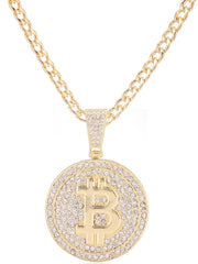 Load image into Gallery viewer, Bitcoin Iced Out Pendant Necklace