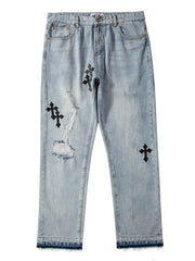 Load image into Gallery viewer, Distressed Denim Jeans