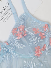 Load image into Gallery viewer, Floral Lace Embroidered Lingerie Set