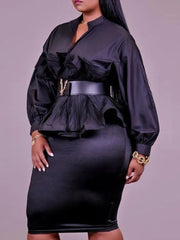Load image into Gallery viewer, Long Sleeve Ruffle Top & Skirt