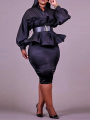 Load image into Gallery viewer, Long Sleeve Ruffle Top & Skirt