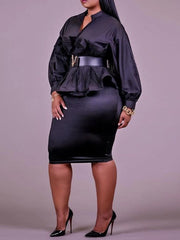 Load image into Gallery viewer, Long Sleeve Ruffle Top & Skirt