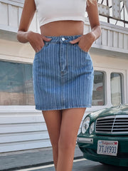 Load image into Gallery viewer, Striped Denim Skirt