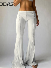 Load image into Gallery viewer, Low Waist Ribbed Flare Pants