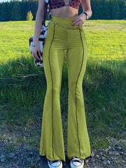 Load image into Gallery viewer, Low Waist Ribbed Flare Pants