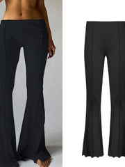 Load image into Gallery viewer, Low Waist Ribbed Flare Pants
