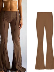Load image into Gallery viewer, Low Waist Ribbed Flare Pants