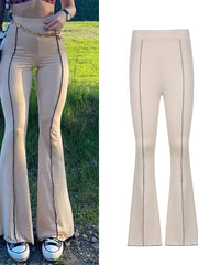 Load image into Gallery viewer, Low Waist Ribbed Flare Pants