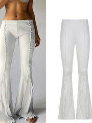 Load image into Gallery viewer, Low Waist Ribbed Flare Pants