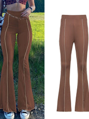 Load image into Gallery viewer, Low Waist Ribbed Flare Pants