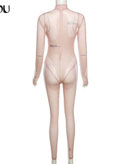 Load image into Gallery viewer, Long Sleeve Sheer Jumpsuit