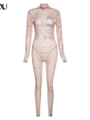 Load image into Gallery viewer, Long Sleeve Sheer Jumpsuit