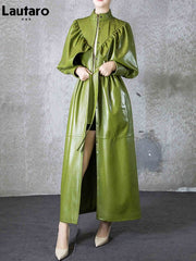 Load image into Gallery viewer, Faux Leather Trench Coat