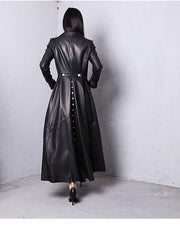 Load image into Gallery viewer, Long Faux Leather Trench Coat