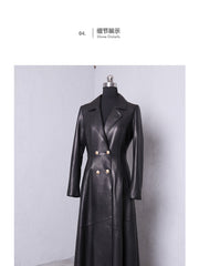 Load image into Gallery viewer, Long Faux Leather Trench Coat