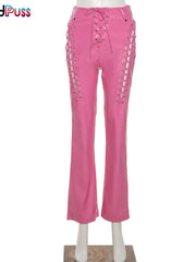 Load image into Gallery viewer, Hollow Out Laced-Up Pants