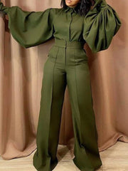 Load image into Gallery viewer, Long Lantern Sleeve Jumpsuit