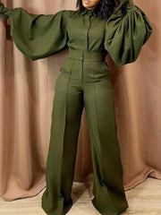 Load image into Gallery viewer, Long Lantern Sleeve Jumpsuit
