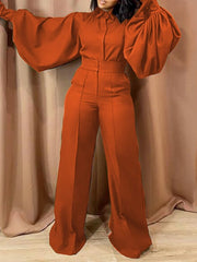 Load image into Gallery viewer, Long Lantern Sleeve Jumpsuit