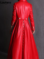 Load image into Gallery viewer, Long Faux Leather Trench Coat