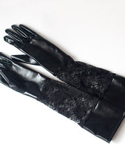 Load image into Gallery viewer, Lace Faux Leather Gloves