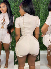Load image into Gallery viewer, Lace-Up Romper