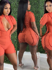 Load image into Gallery viewer, Lace-Up Romper