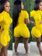 Load image into Gallery viewer, Lace-Up Romper