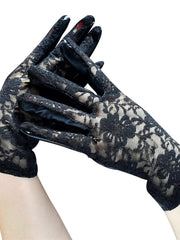 Load image into Gallery viewer, Lace Faux Leather Gloves