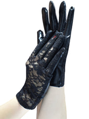 Load image into Gallery viewer, Lace Faux Leather Gloves