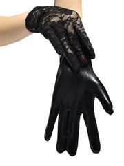 Load image into Gallery viewer, Lace Faux Leather Gloves