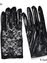Load image into Gallery viewer, Lace Faux Leather Gloves