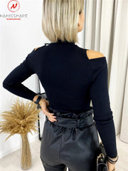 Load image into Gallery viewer, Cold Shoulder Layered Top