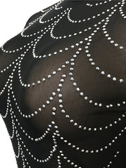 Load image into Gallery viewer, Sheer Rhinestone Dress