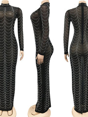 Load image into Gallery viewer, Sheer Rhinestone Dress