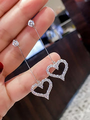 Load image into Gallery viewer, Rhinestone Heart Drop Earring