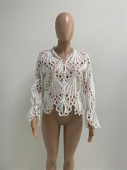 Load image into Gallery viewer, Hollow Out Lace Shirt