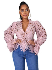 Load image into Gallery viewer, Hollow Out Lace Shirt