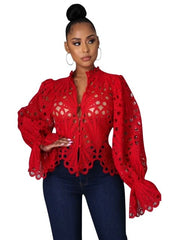 Load image into Gallery viewer, Hollow Out Lace Shirt