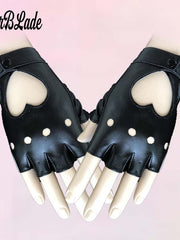 Load image into Gallery viewer, Faux Leather Half Finger Gloves