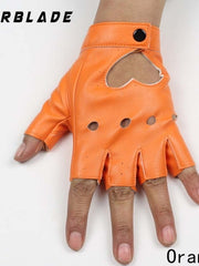 Load image into Gallery viewer, Faux Leather Half Finger Gloves